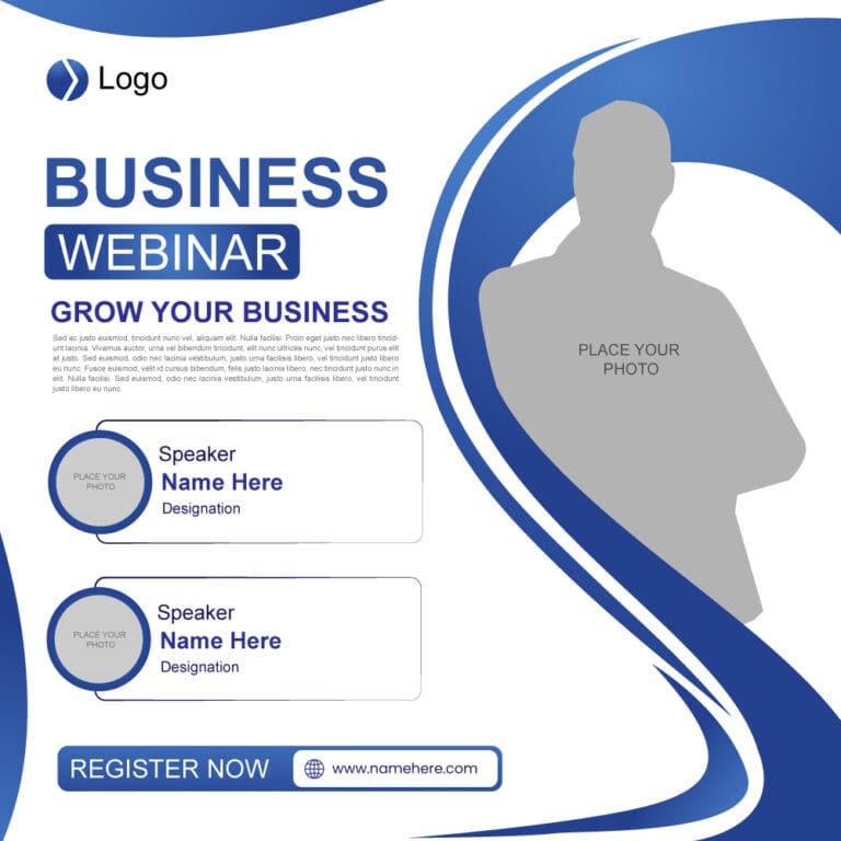 Business webinar social media poster template