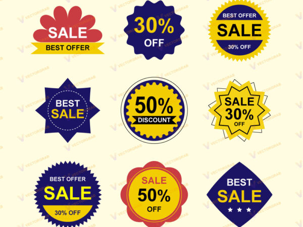 Sale Discount Badges Vector