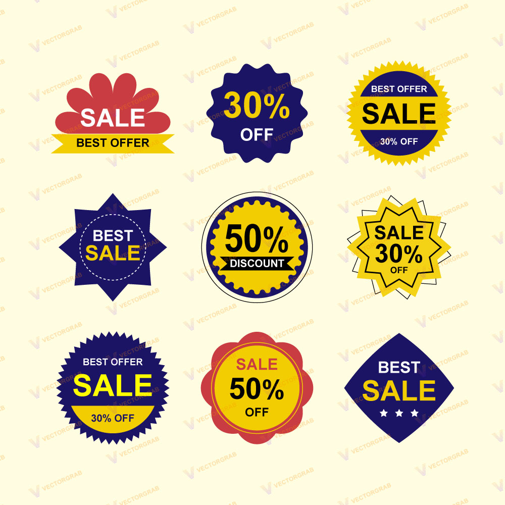 Sale Discount Badges Vector