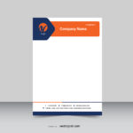 Company letterhead design dark blue and orange