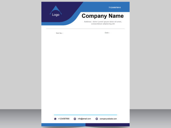 Corporate company blue and white letterhead design