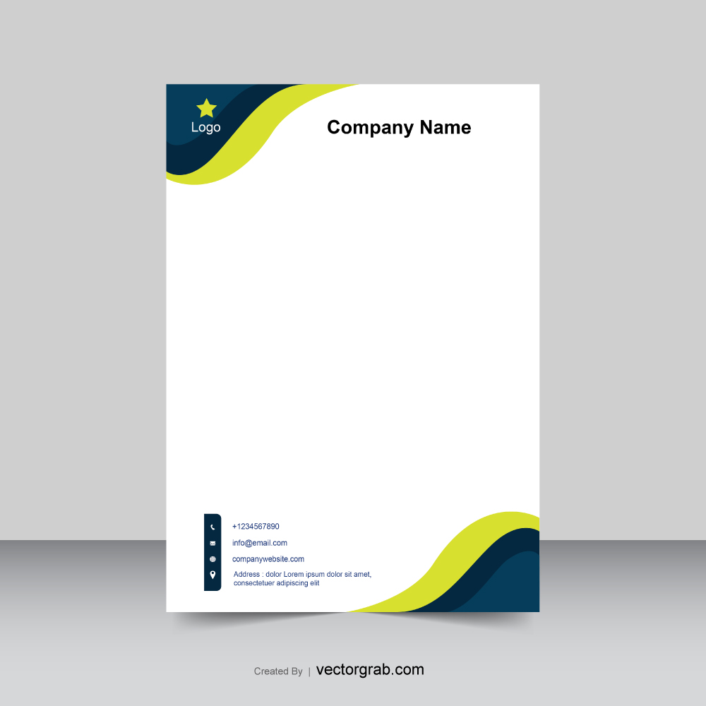 Corporate letterhead design curvy abstract background