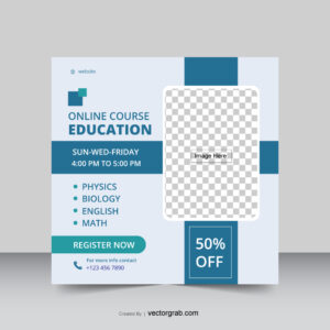 Online Course Education Poster Template Vectorgrab