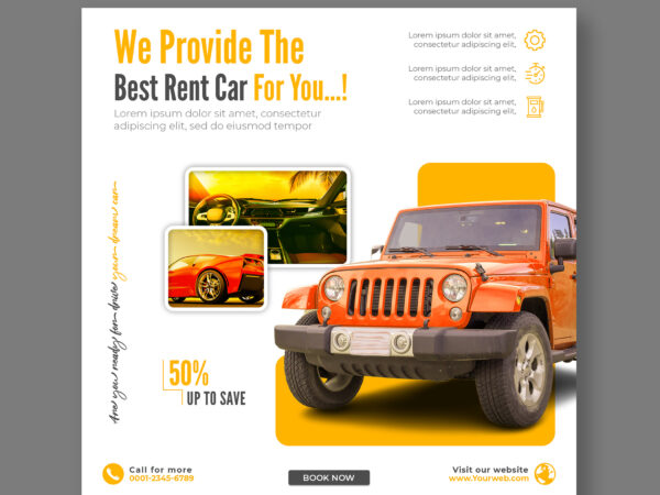 Car Rental Flyer Social Media Instagram Post Banner Template