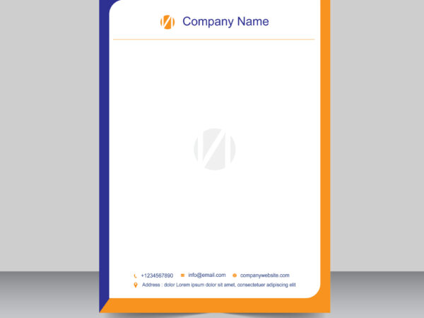 Blue and orange theme letterhead design template