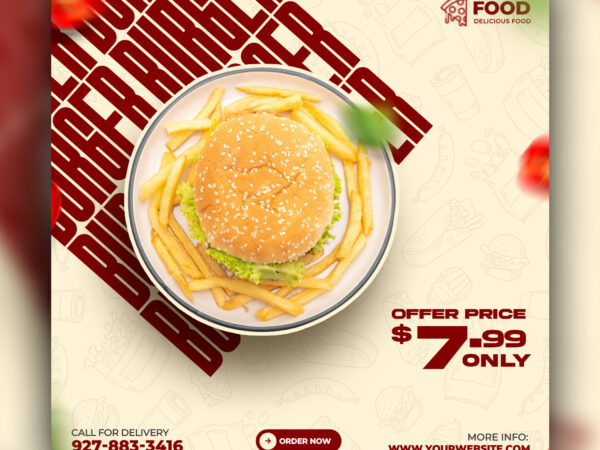 Burger Fries Offer PSD Social Media Post