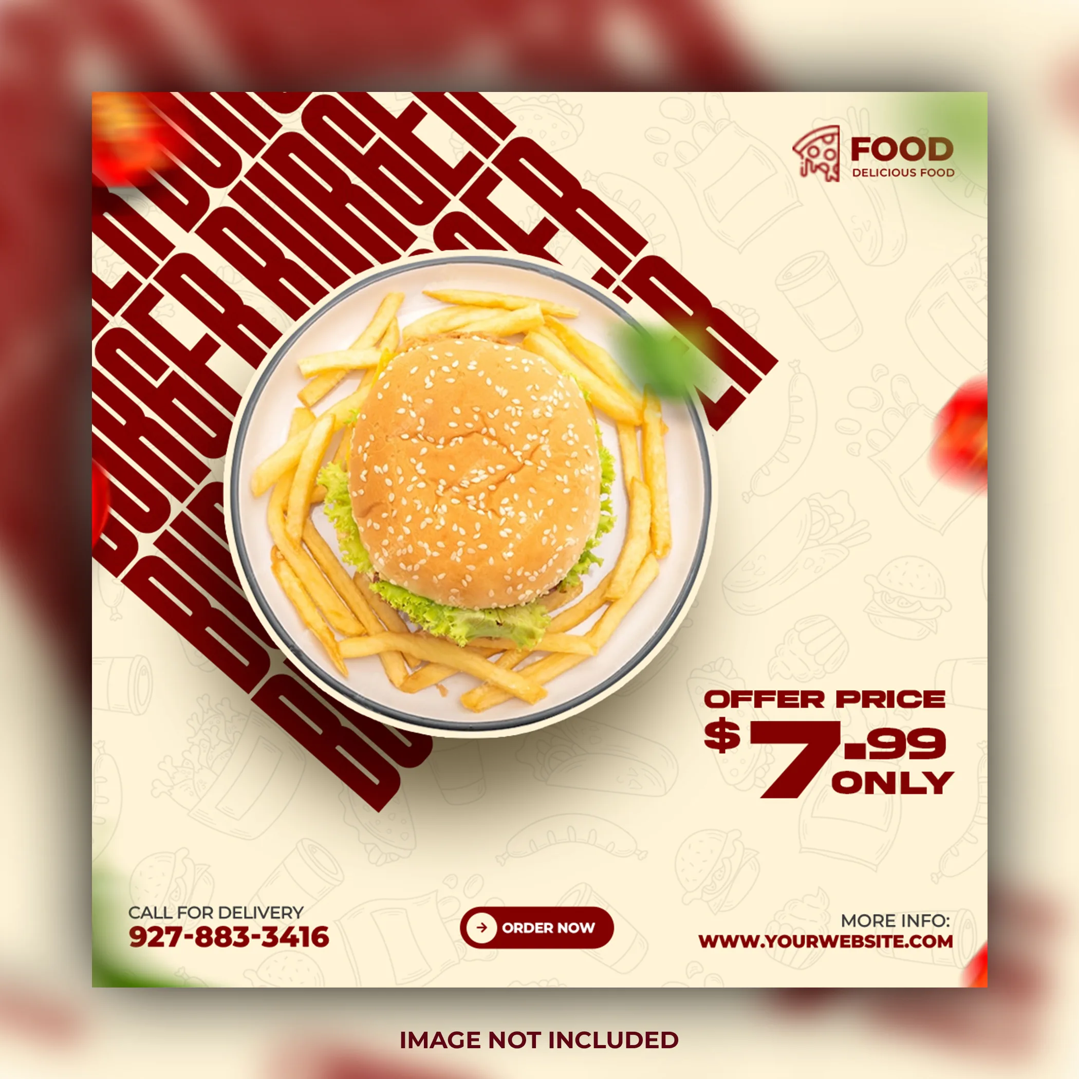 Burger Fries Offer PSD Social Media Post