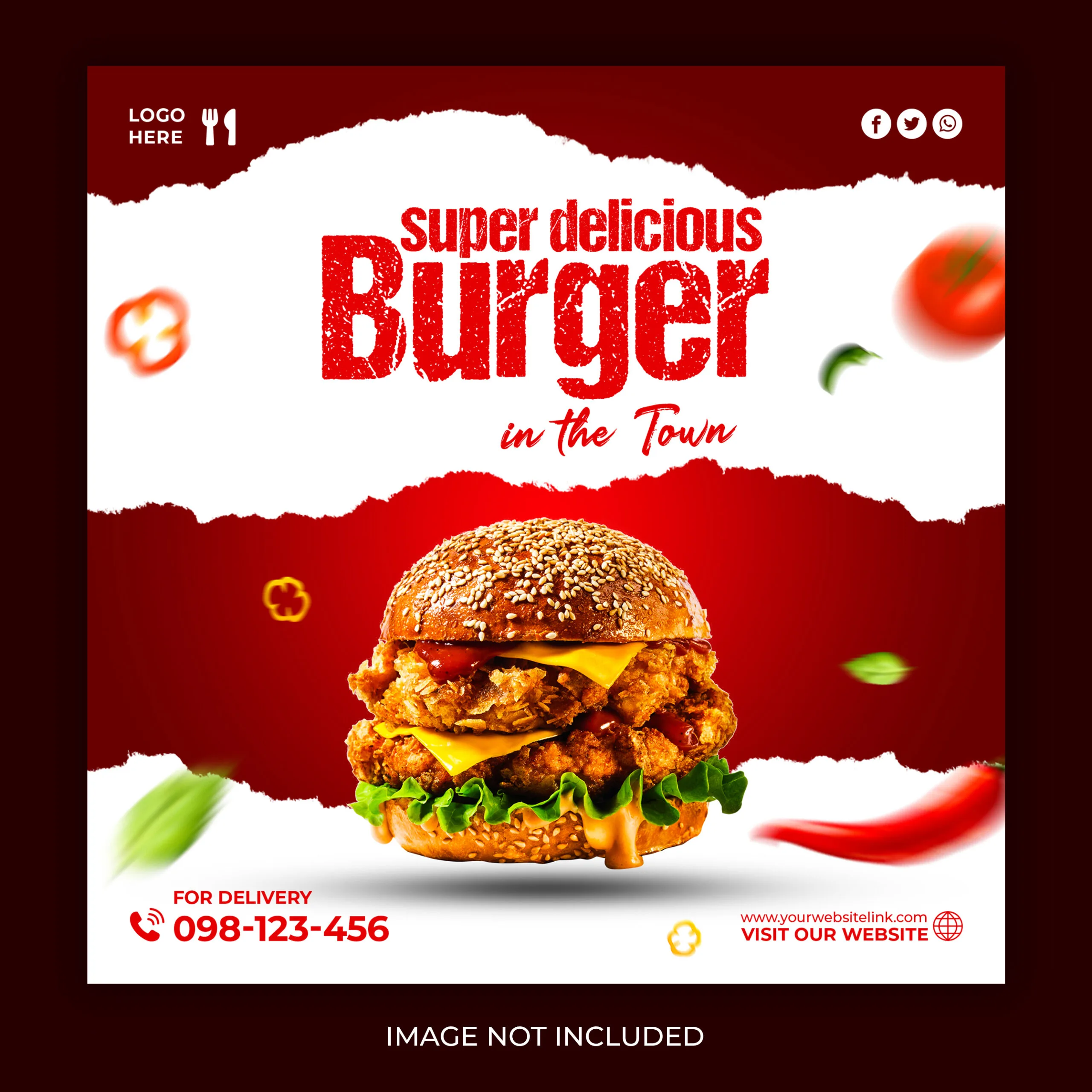 Burger Social Media Promotion Instagram Banner Post Design Template