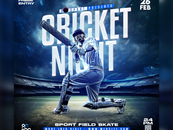 Cricket Game Social Media Post Design PSD Template