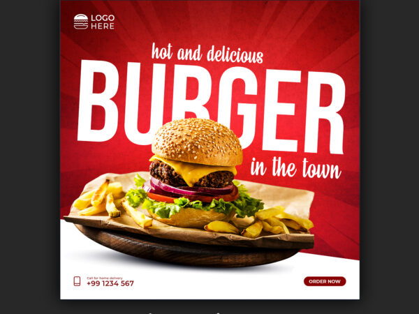 Delicious Burger Social Media Post