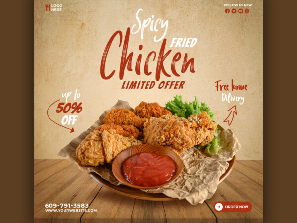 Food Menu Restaurant Social Media Banner Template
