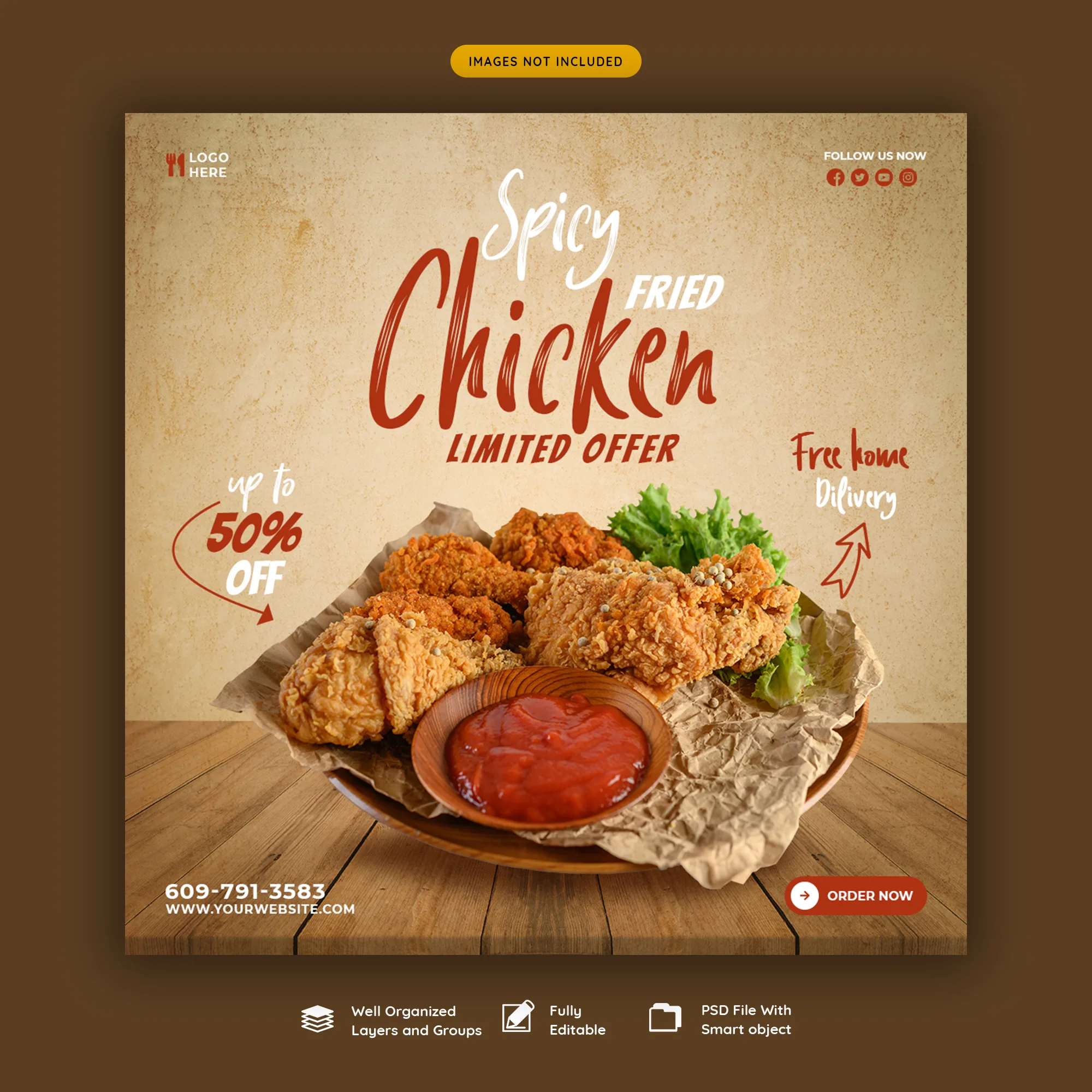 Food Menu Restaurant Social Media Banner Template