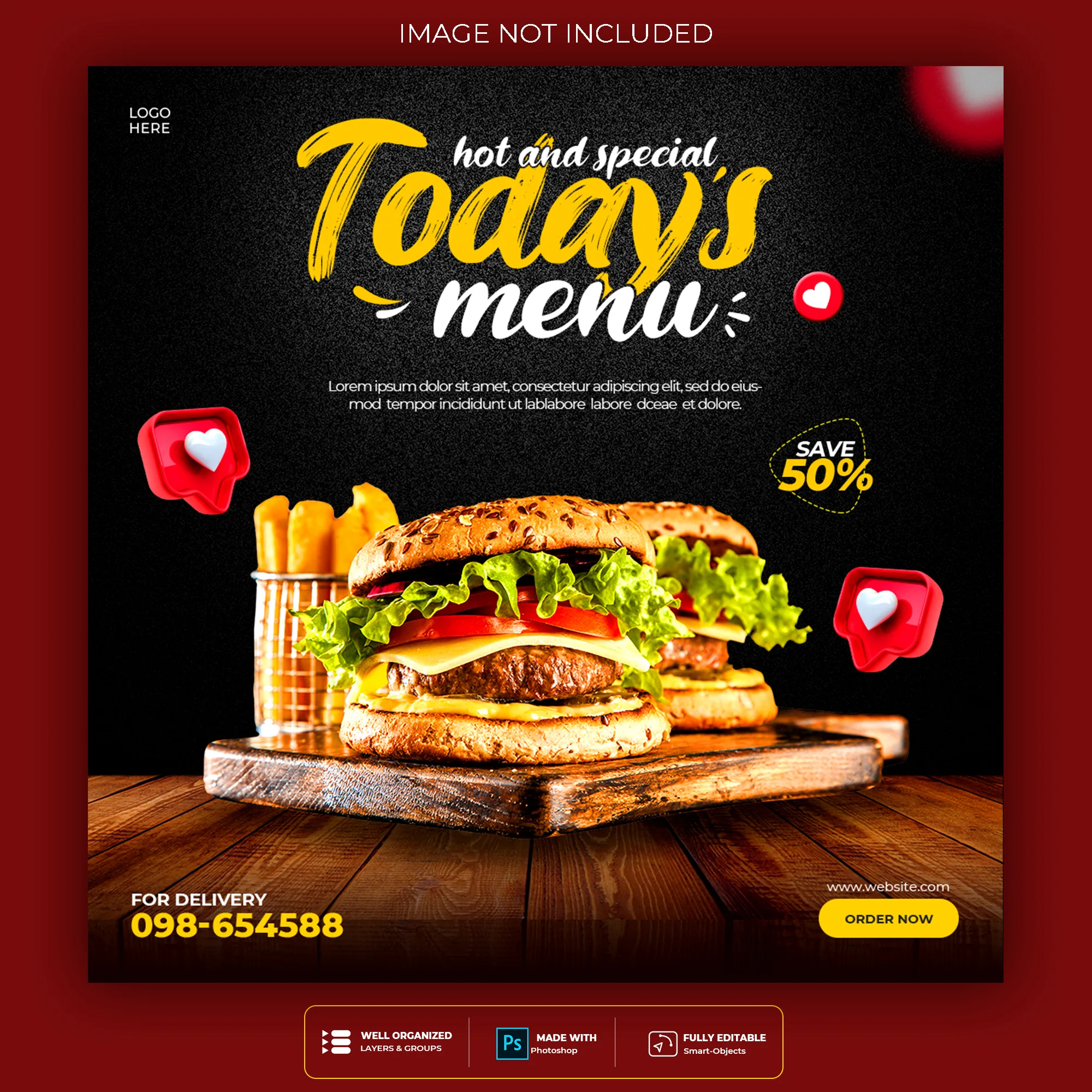 Food Social Media Promotion Instagram Banner Post Design Template