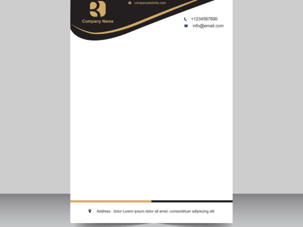 Gold and black theme letterhead template