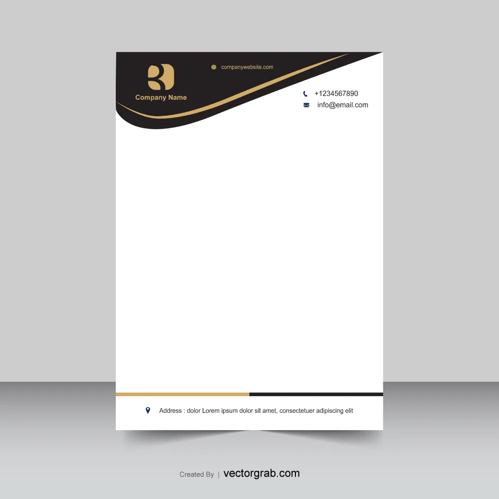 Gold and black theme letterhead template