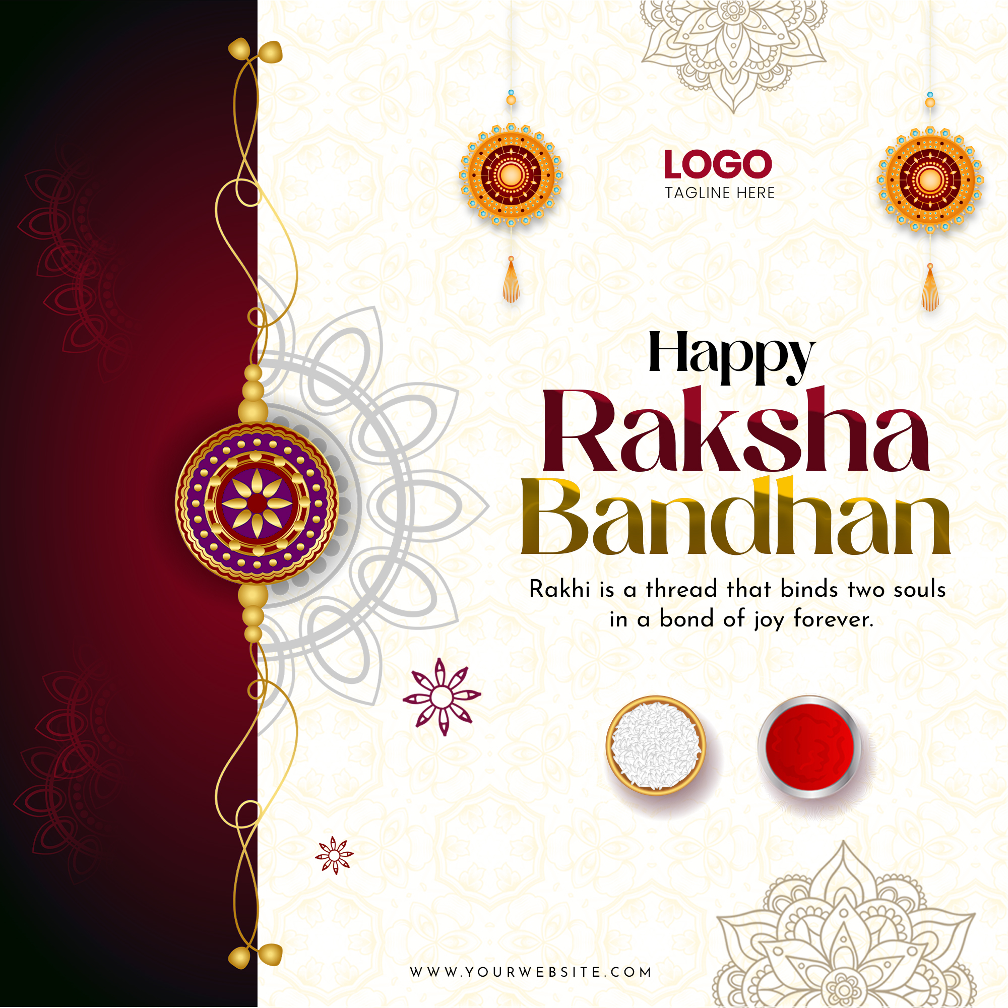 Happy Raksha Bandhan Celebration Invitation PSD Template