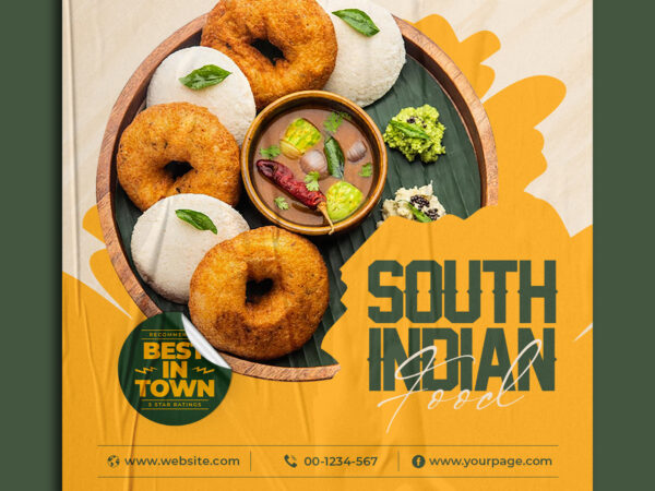 Idli Vada Breakfast Social Media Banner Instagram Post Template PSD