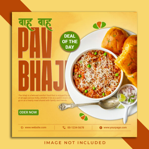 Special Pav Bhaji Indian Food Social Media Post Template Banner