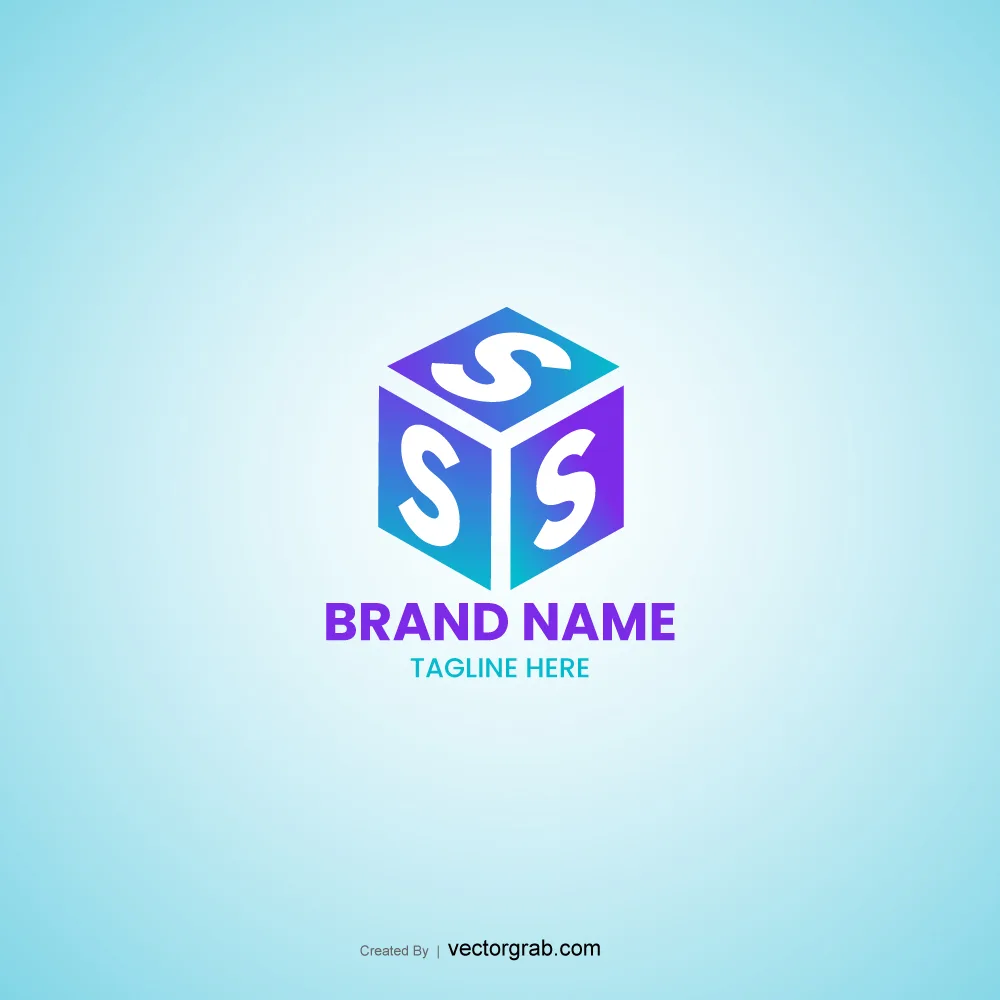 3d box logo design letter S editable text