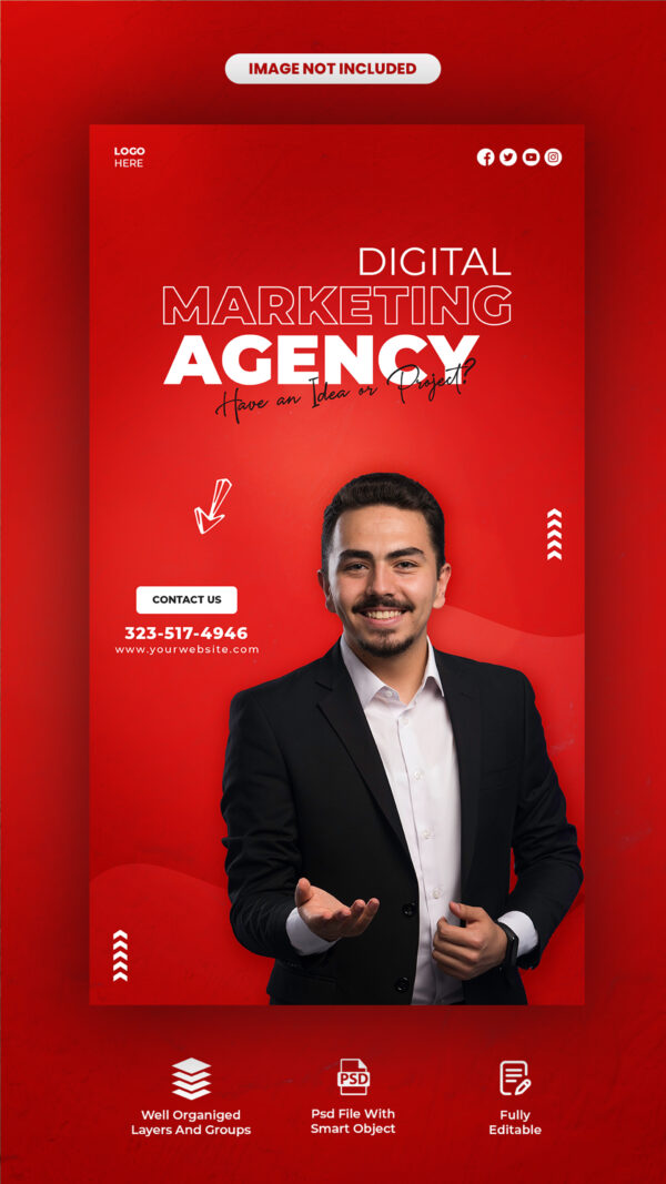 Digital Marketing Agency Corporate Facebook Instagram Story PSD Template