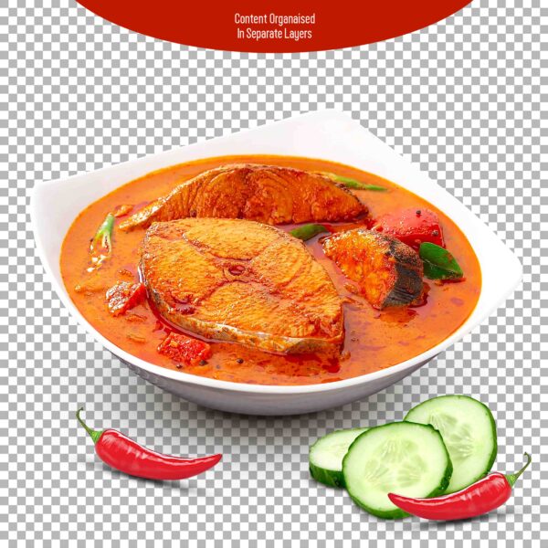 Fish Curry White Bowl Isolate Transparent Background