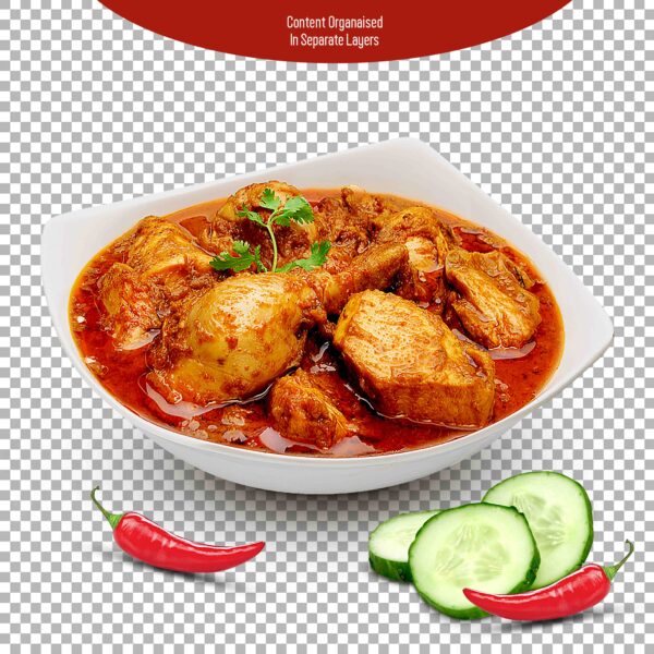 Psd Indian Chicken Curry White Bowl Isolated Transparent Background