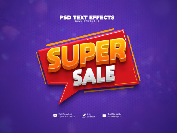 Super Sale Text Effect Mockup Template