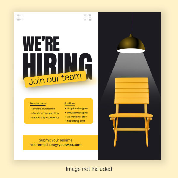 We Are Hiring Banner Web Template Social Media Post Hiring Ad Recruitment Flyer Instagram Post