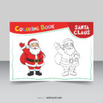 Santa Claus outline and fill color coloring page vector