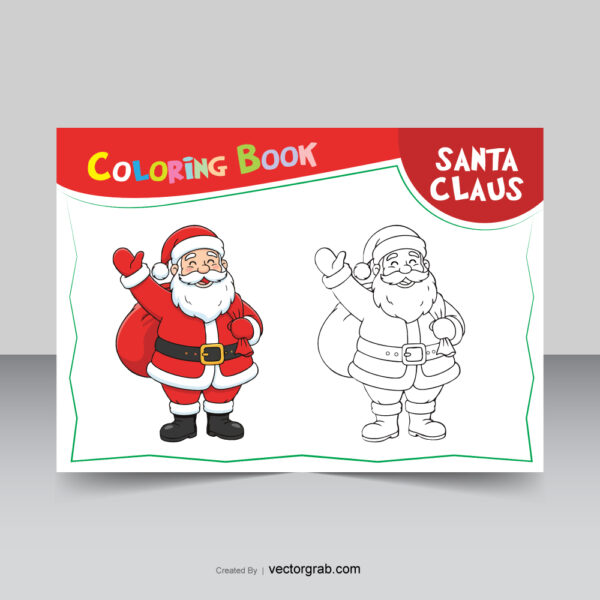 Santa Claus outline and fill color coloring page vector