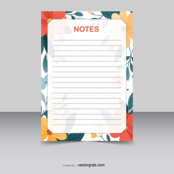 A4 notepad design with floral background | Download