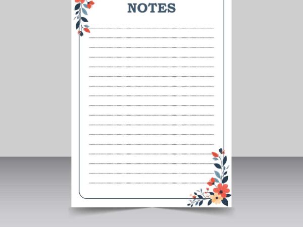 Floral notes notepad A4 size