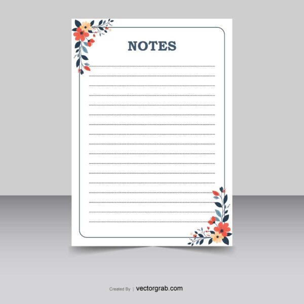 Floral notes notepad A4 size
