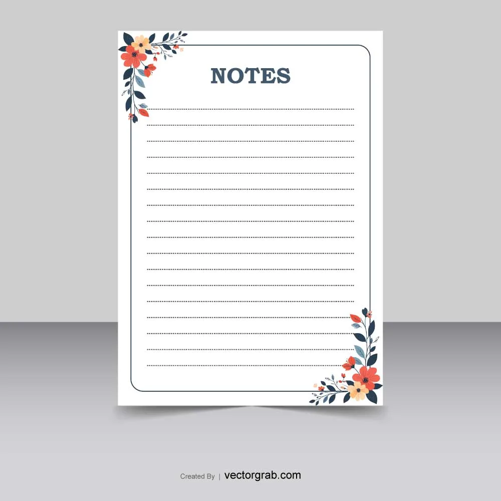 Floral notes notepad A4 size