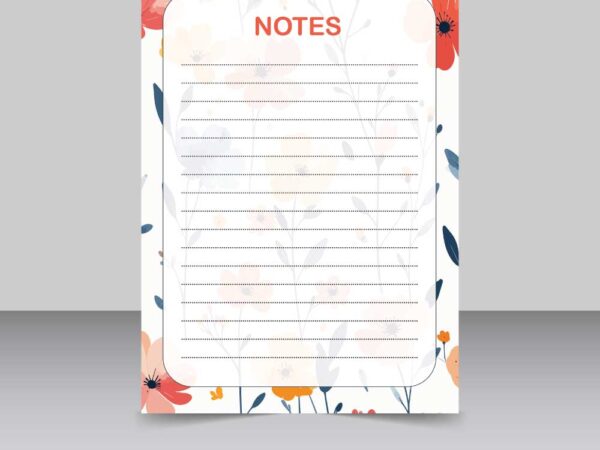 Flowers background with notes notepad A4 size