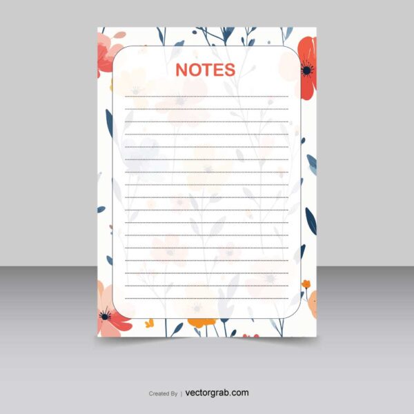 Flowers background with notes notepad A4 size