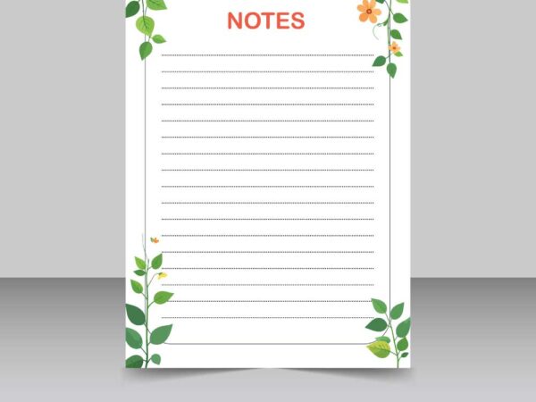 Notepad A4 design flower vine background