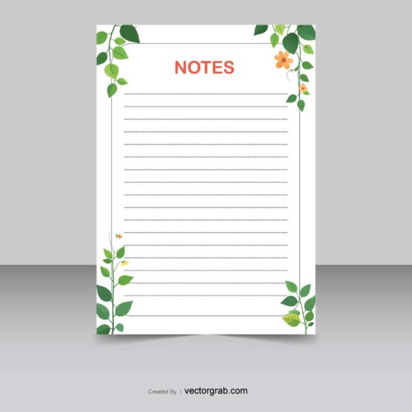 Notepad A4 design flower vine background