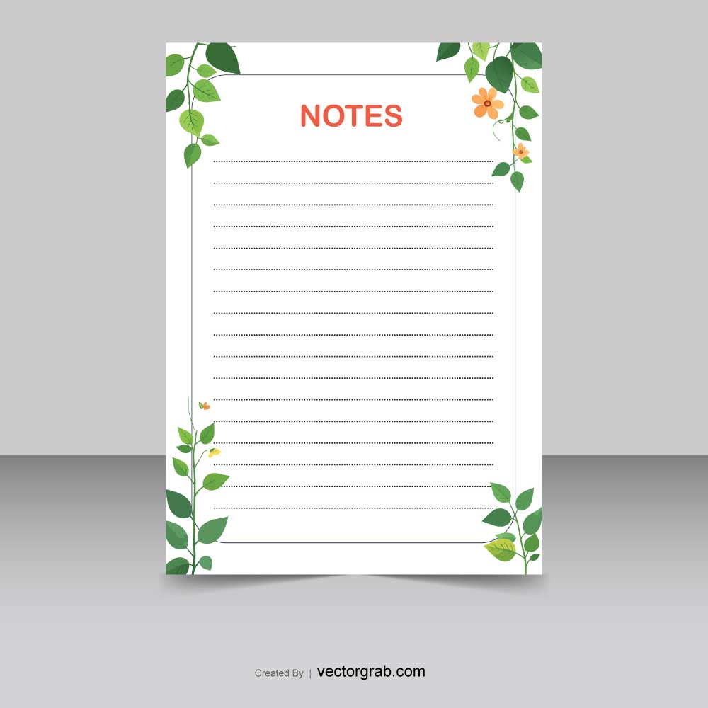 Notepad A4 design flower vine background