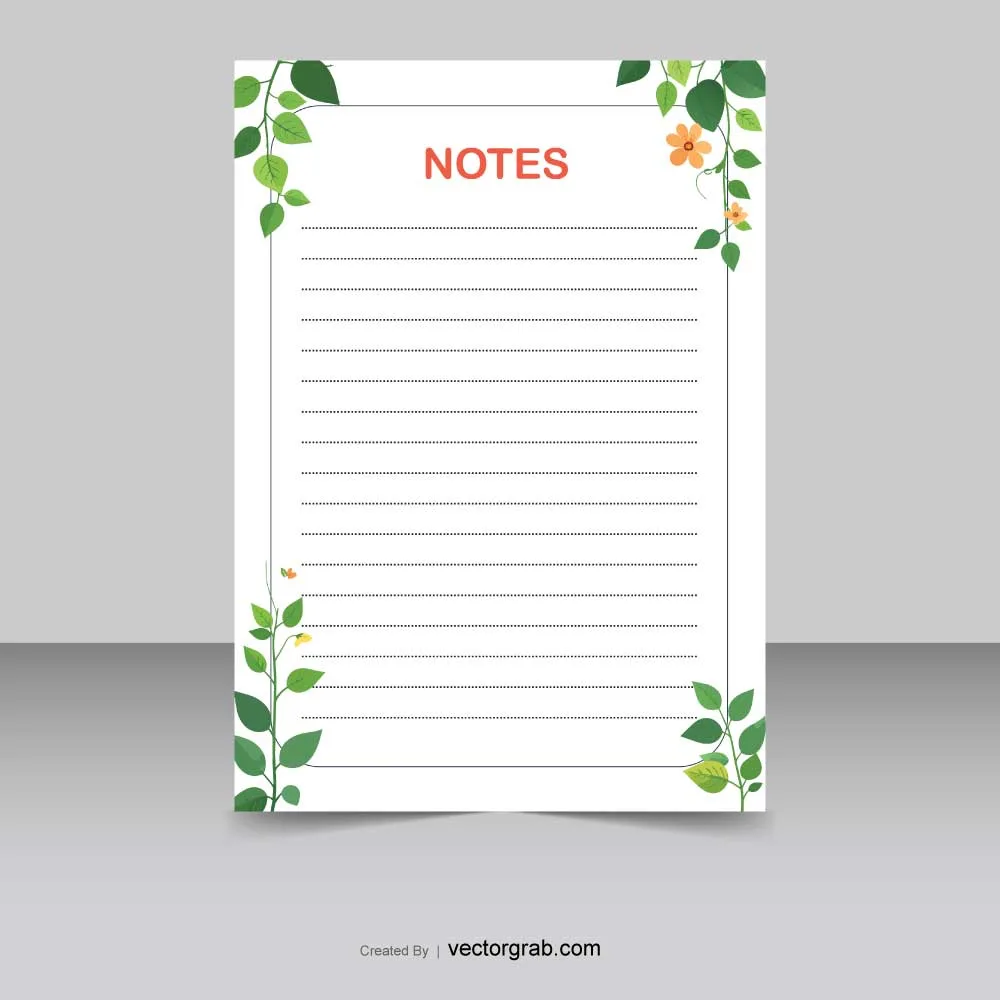 Notepad A4 design flower vine background