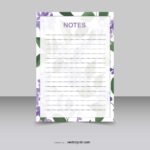 Notepad design A4 size with floral background
