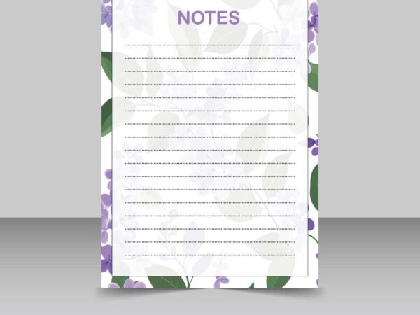 Notepad design A4 size with floral background