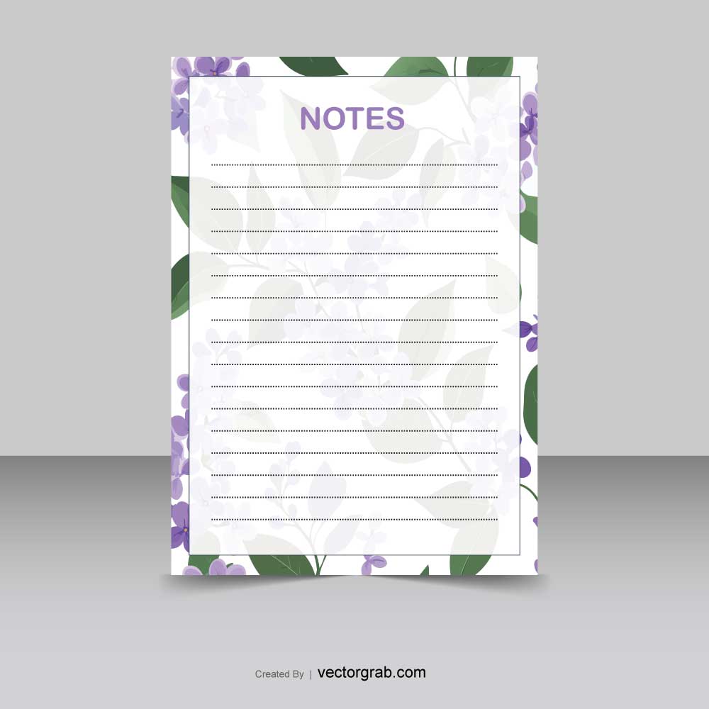 Notepad design A4 size with floral background