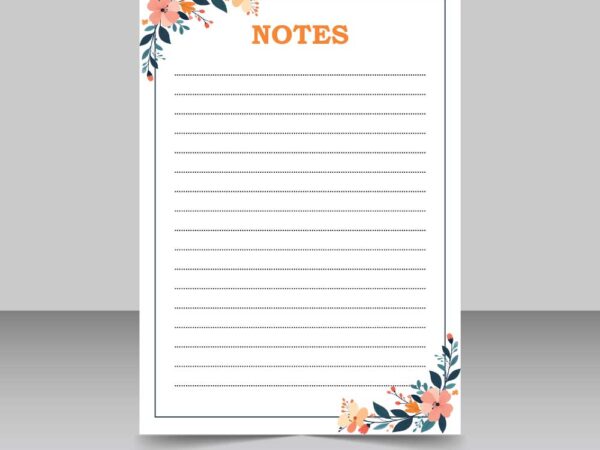 Notes Notepad A4 size with floral corner designs